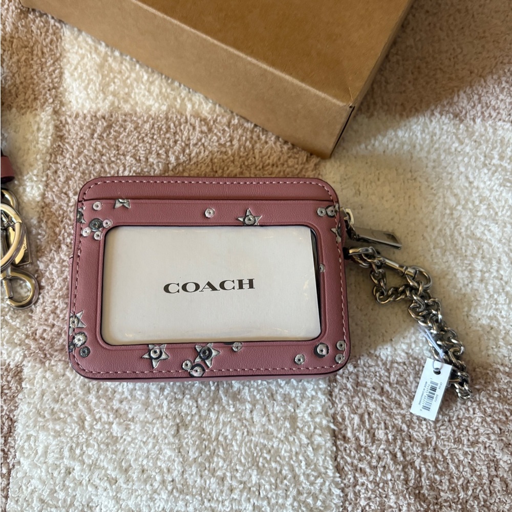 Coach Card Holder with Star Embellishments and Key Chain - Picture 5 of 6
